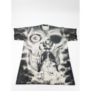 Vintage 90s Executioner Big Skull All Over‎ Print T Shirt XL AOP Single Stitch